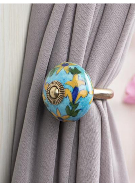 Curtain Tie Backs Hook Decorative Wall Hook-Turquoise (Set of Two)