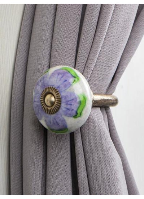 Curtain Tie Backs Hook Decorative Wall Hook-White (Set of Two)