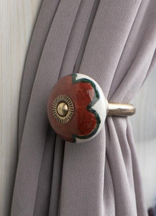 Curtain Tie Backs Hook Decorative Wall Hook-Red Flower (Set of Two)