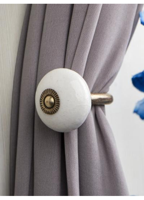 Curtain Tie Backs Hook Decorative Wall Hook- White (Set of Two)