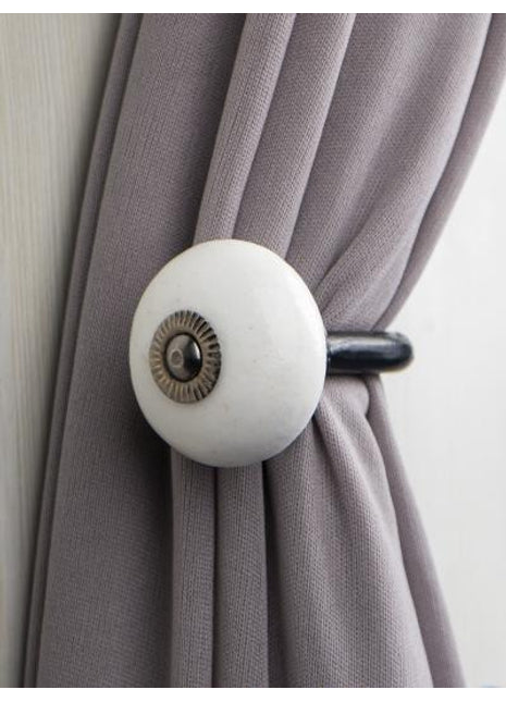 Curtain Tie Backs Hook Decorative Wall Hook- White (Set of Two)