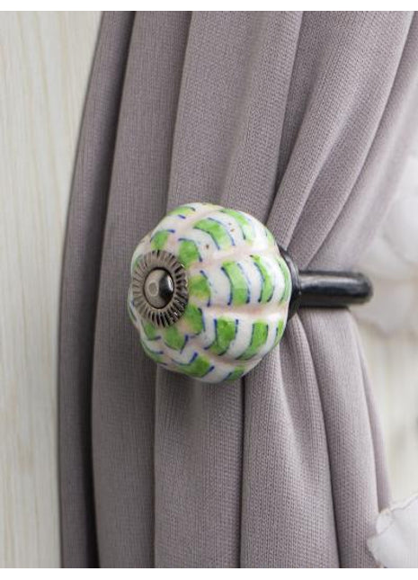 Curtain Tie Backs Hook Decorative Wall Hook- Green (Set of Two)
