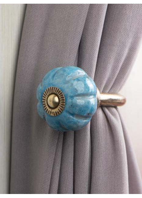 Curtain Tie Backs Hook Decorative Wall Hook- Turquoise Base (Set of Two)
