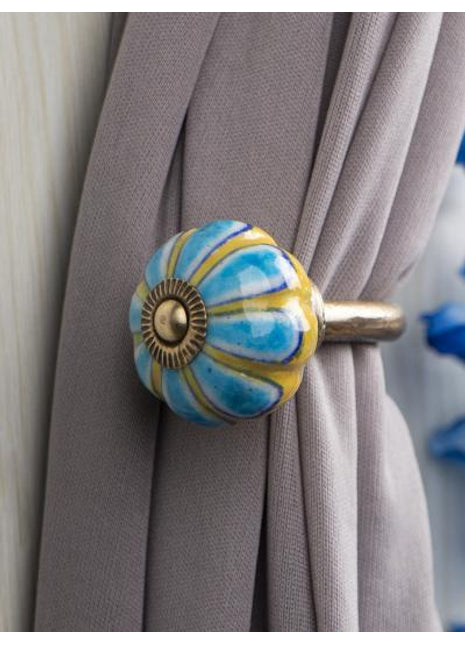 Curtain Tie Backs Hook Decorative Wall Hook-Yellow, Turquoise (Set of Two)
