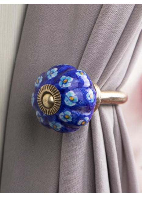 Curtain Tie Backs Hook Decorative Wall Hook- Blue (Set of Two)