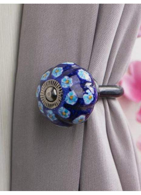 Curtain Tie Backs Hook Decorative Wall Hook- Blue (Set of Two)