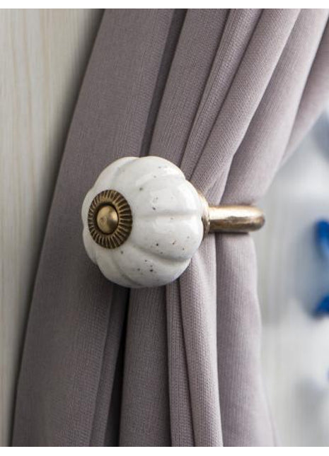 Curtain Tie Backs Hook Decorative Wall Hook-White Base (Set of Two)