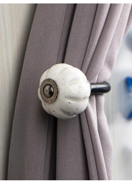 Curtain Tie Backs Hook Decorative Wall Hook-White Base (Set of Two)