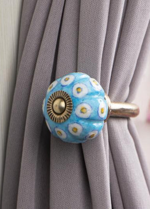 Curtain Tie Backs Hook Decorative Wall Hook- Yellow Dots (Set of Two)