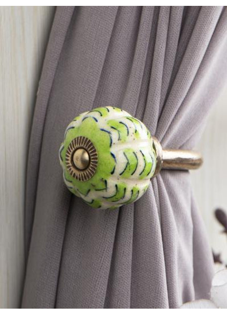Curtain Tie Backs Hook Decorative Wall Hook- Green (Set of Two)