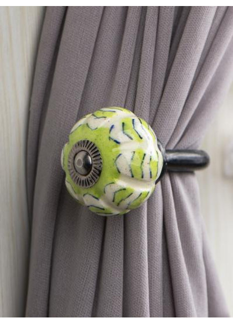 Curtain Tie Backs Hook Decorative Wall Hook- Green (Set of Two)