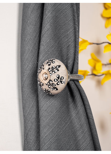 Curtain Tie Backs Hook Decorative Wall Hook-Black Design (Set of Two)