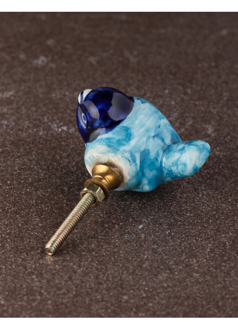 Turquoise and Blue Bird Ceramic knob