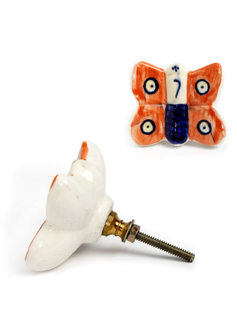 Kids Room Orange Butterfly Ceramic knob
