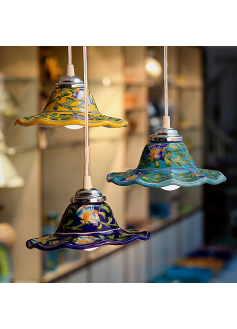 Blue color blue pottery hanging lamp