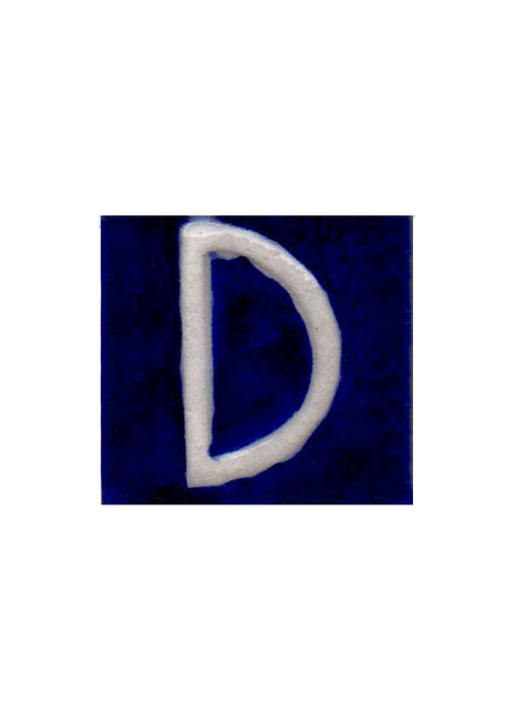 White D alphabet blue tile (2x2)