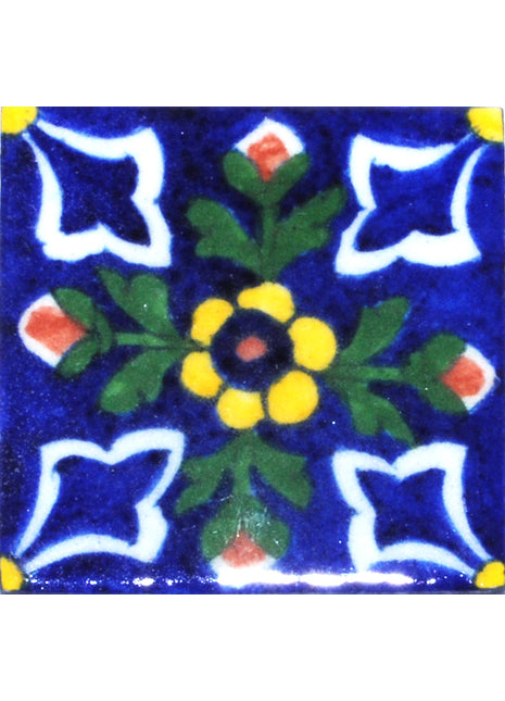 Handpainted Yellow Floral Kitchen Backsplash Tile