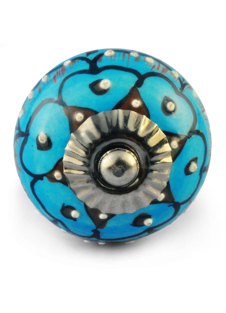 Turquoise Knob with white dots
