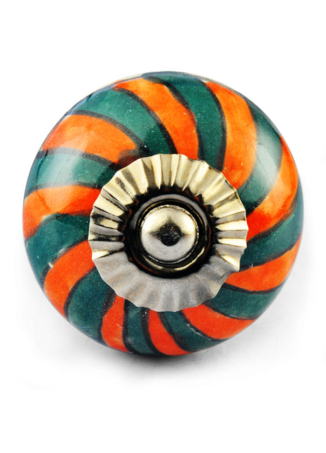 Dark Green and orange colour knob