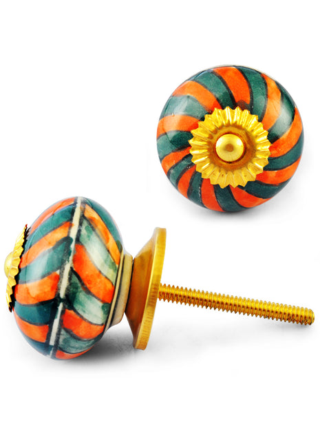 Dark Green and orange colour knob