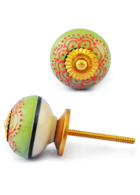 Orange Colour design Embossed with Light Green and White knob