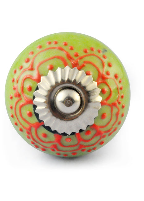 Orange Colour design Embossed with Light Green and White knob