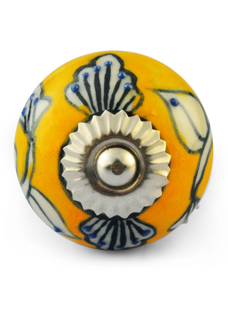 Yellow and White Ceramic Knob
