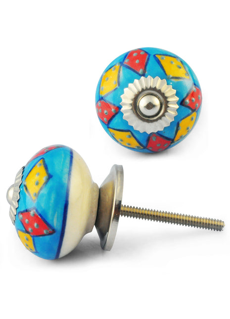 Red,Yellow and Turquoise Colour Ceramic Knob
