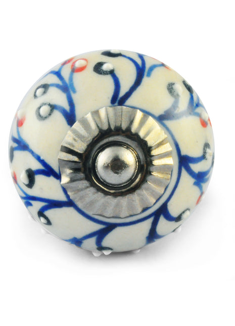 Blue and Turquoise design with white Colour Ceramic knob