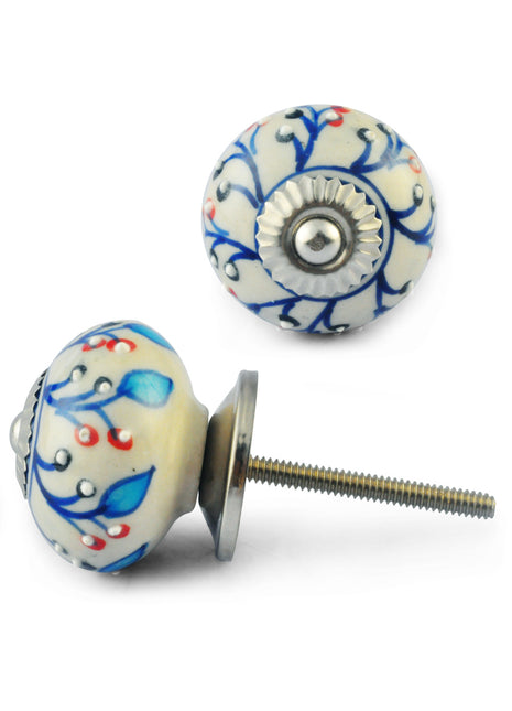 Blue and Turquoise design with white Colour Ceramic knob