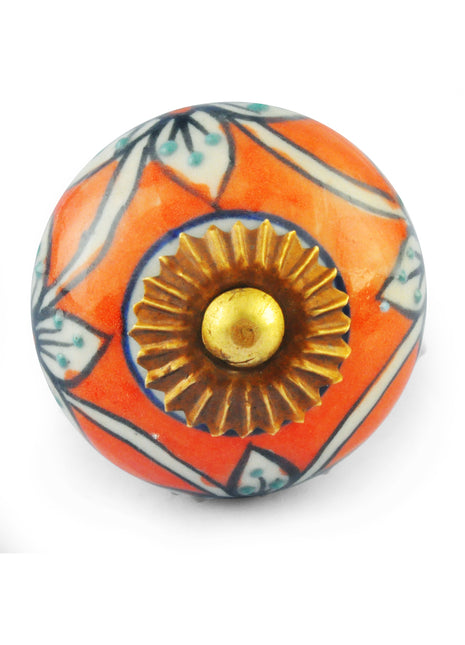 White design with Brown Colour Ceramic Knob