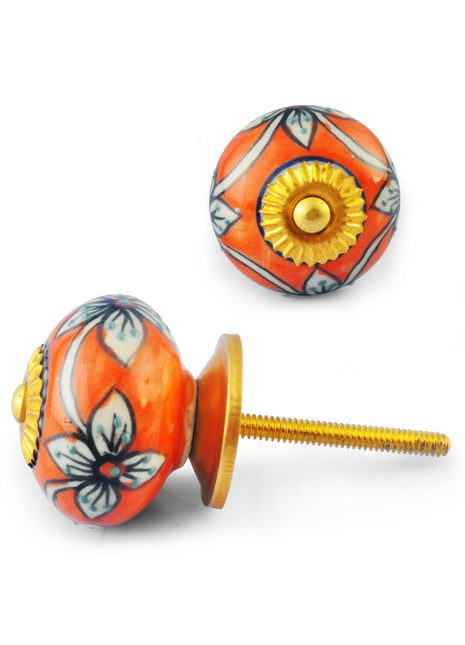 White design with Brown Colour Ceramic Knob