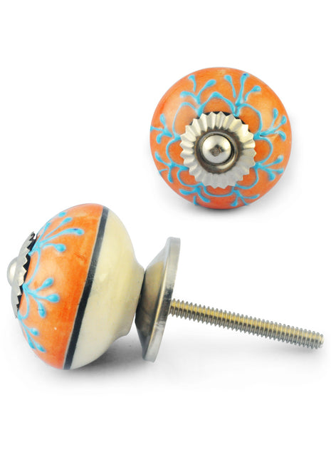 Turquoise design with Brown Colour Ceramic Knob