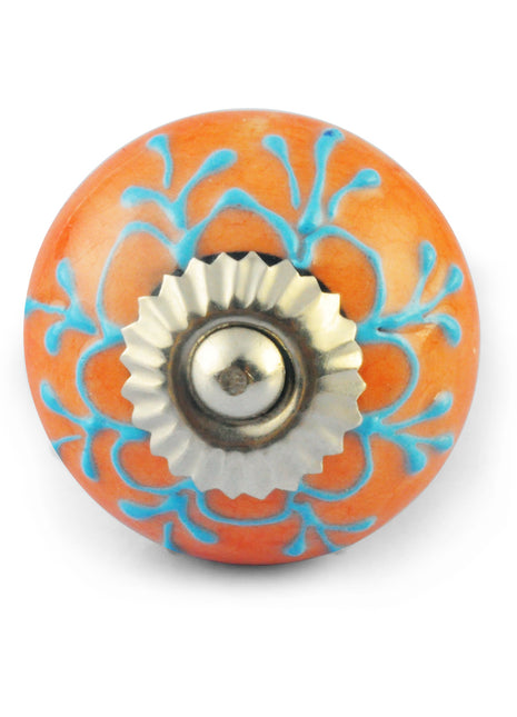 Turquoise design with Brown Colour Ceramic Knob