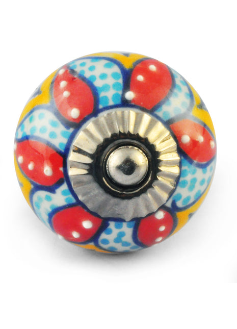 Multicolour Colour Flower Ceramic Knob