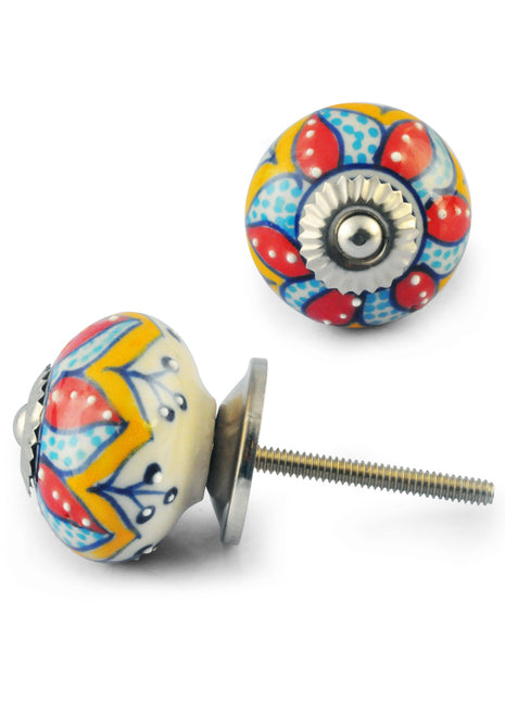 Multicolour Colour Flower Ceramic Knob