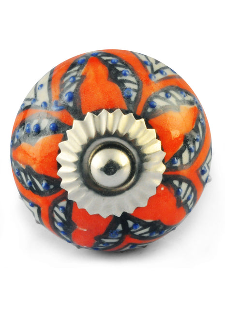 White design on Brown Colour Ceramic knob