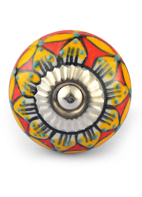 Yellow and Red Ceramic Knob