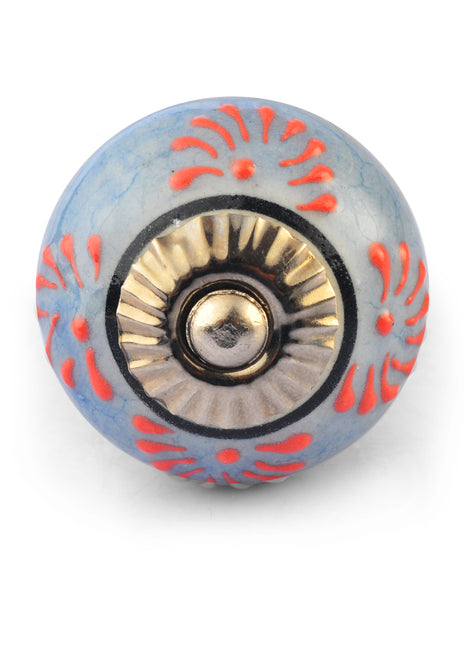 Embossed design on Purple and White Ceramic knob