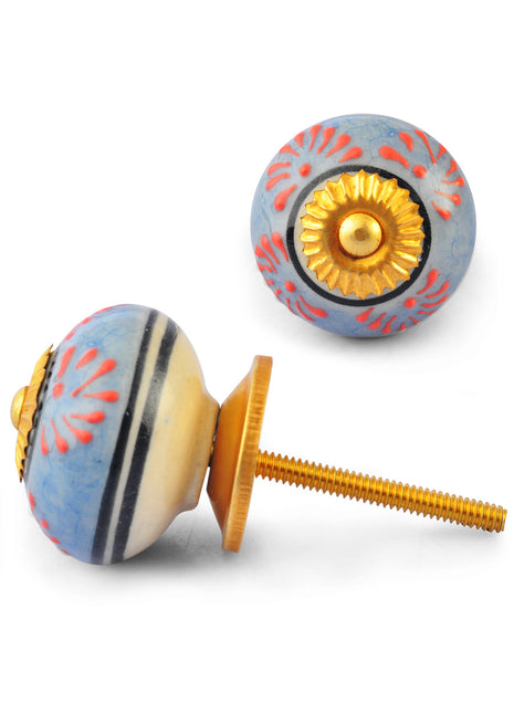 Embossed design on Purple and White Ceramic knob