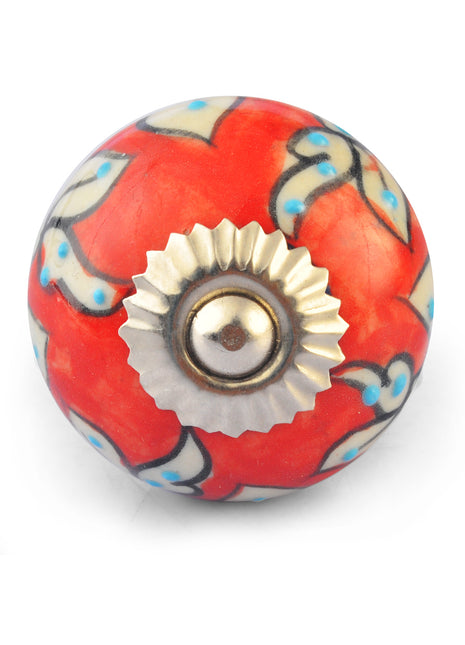 White leaves and Red white Ceramic knob