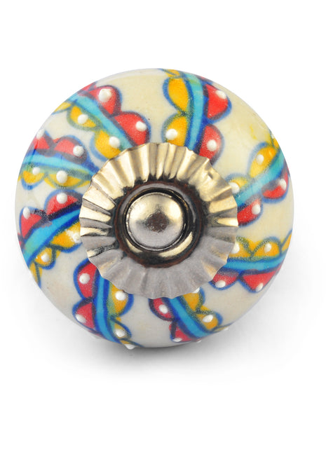 Multicolour design on White Ceramic knob