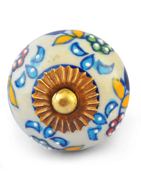 Multicolour design on White Colour Ceramic knob