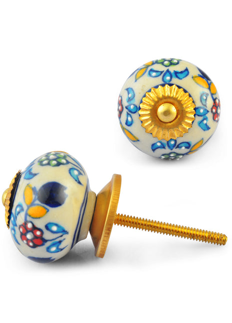 Multicolour design on White Colour Ceramic knob