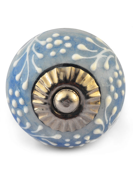 White Embossed design on Purple and White Ceramic knob