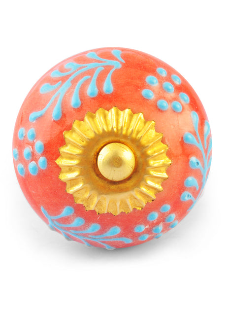 Turquoise design on Red and White Base knob