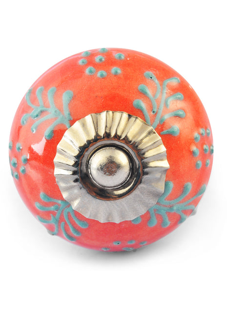 Turquoise design on Red and White knob1
