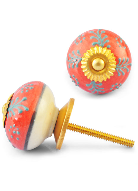 Turquoise design on Red and White knob1