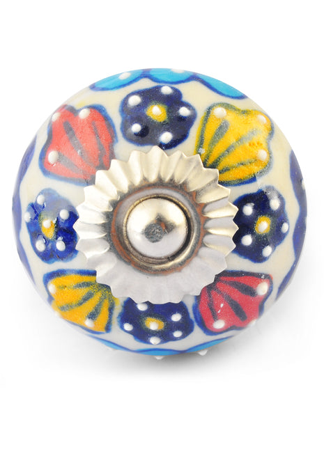 Multicolour on White base ceramic knob