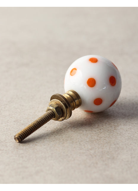 Well Designed Round Shaped Door Knob With Orange Polka-Dots